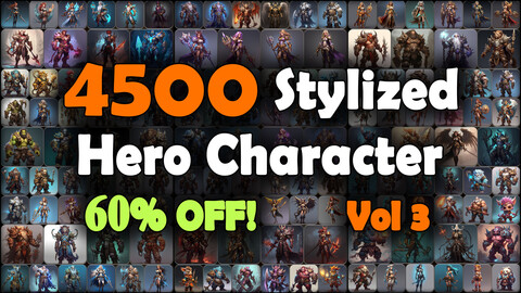 4500 Stylized Hero Character (Full Body) Reference Pack | MEGA Bundle | 4K | v.3