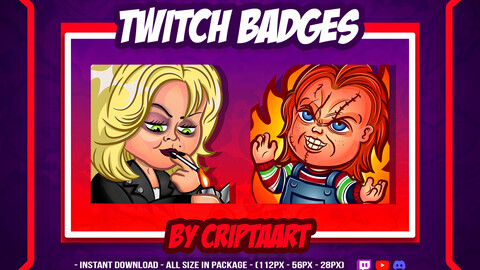 Twitch Emotes Chucky / Emotes Halloween / Horror Emote / Chill Emote / Chucky and Tiffany