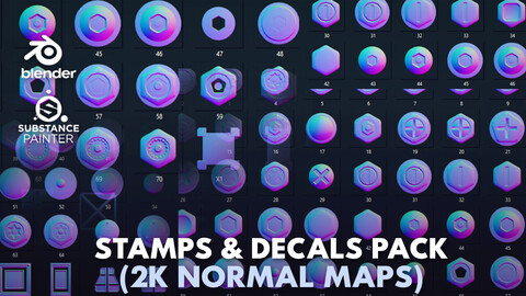 85 Substance Painter Stamp & Decals (2k normal maps)