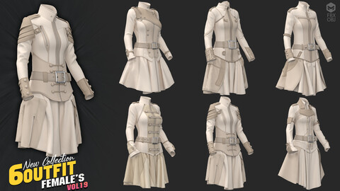 6 models of FEMALE'S outfit vol19 / marvelous & clo3d / OBJ / FBX
