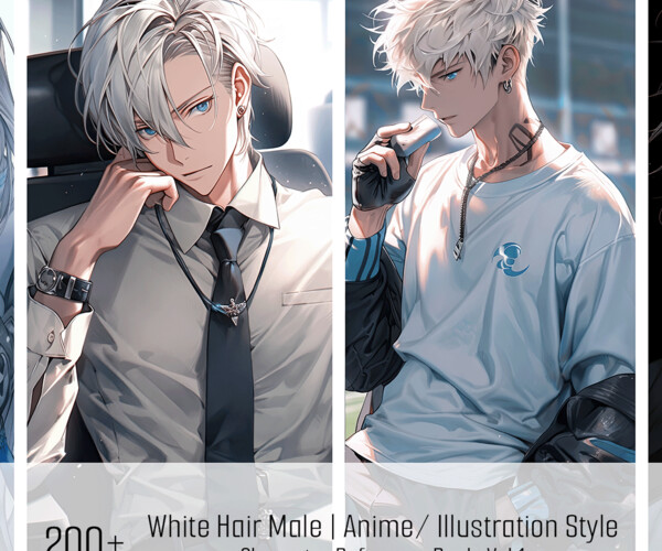 ArtStation - 200+ White Hair Male Anime/ Illustration Style