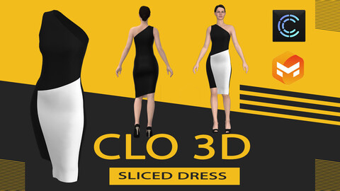 sliced dress ,Marvelous Designer or Clo3D (ZPRJ)