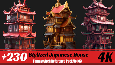 +230 Stylized Japanese House | 4K | House Reference Pack Vol.03