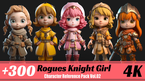 +300 Cute Rogues Knight Girl | 4K | Character Reference pack Vol.02