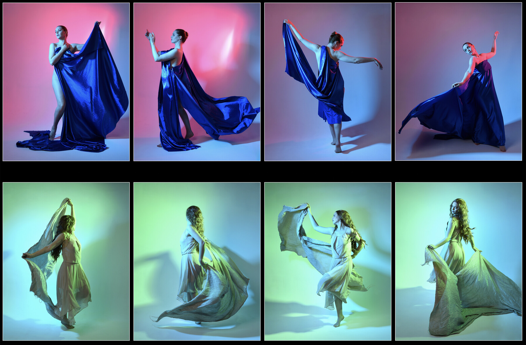 ArtStation - x150 Coloured light and fabric - pose reference pack ...