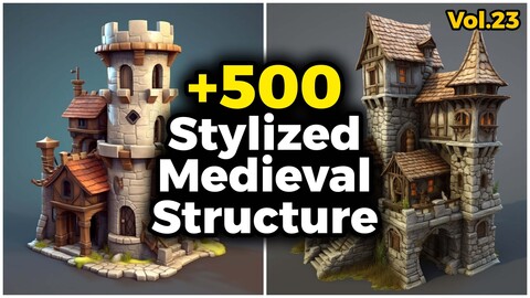 +500  Stylized Medieval Structure Concept (4k) | Vol_22