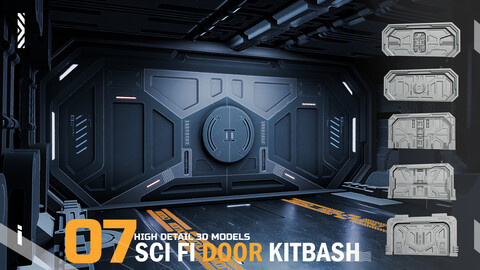 07 sci-fi door kitbash-high detail 3dmodels