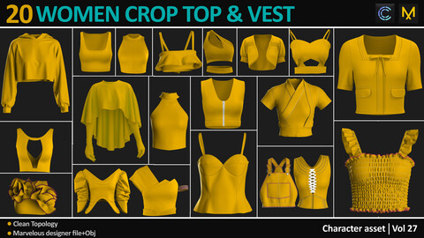 20 WOMEN CROP TOP AND VEST MODELS (OBJ, ZPRJ)