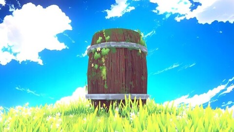 Overgrown Barrel - Low poly game art stylized