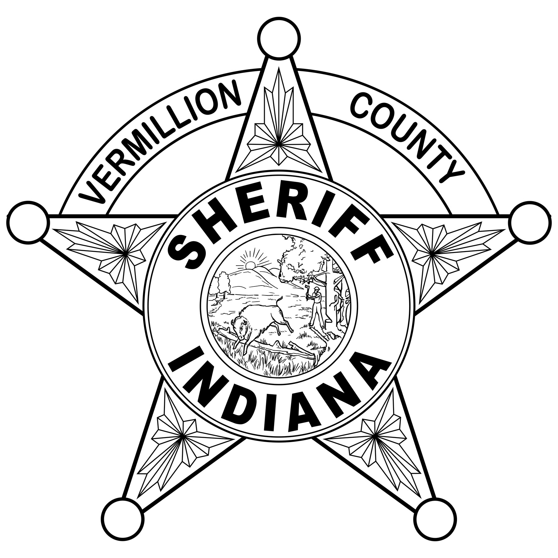 Artstation Vermillion County Sheriff Vector Badge Svg Sheriff 5 Pointed Star Logo Black Line 4163