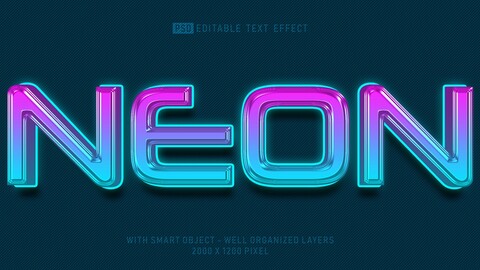 Artstation - 3d Neon. Psd Fully Editable Text Effect. Layer Style Psd 