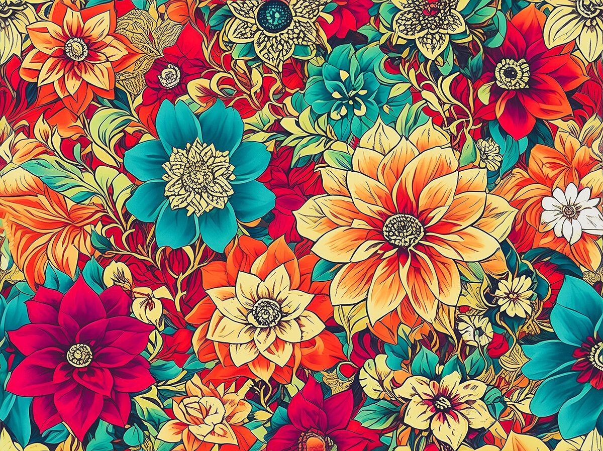 ArtStation - Retro Floral Backgrounds - 40 Wallpapers With Colorful ...