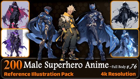 200 Male Superhero Anime (Full Body) Reference Pack | 4K | v.76