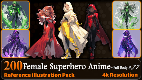 200 Female Superhero Anime (Full Body) Reference Pack | 4K | v.77