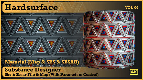 Hard Surface material - VOL 06 - Maps & SBS & SBsar (sci-fi Pattern)