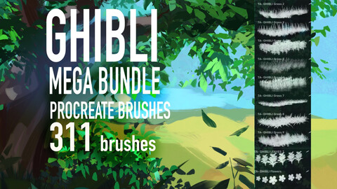 111 Ghibli mega bundle Procreate brush set