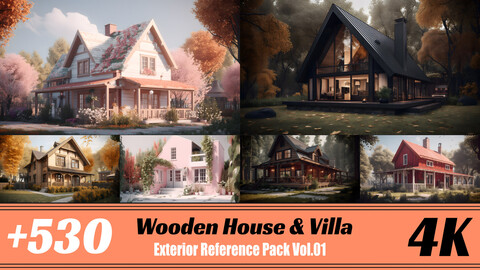 +530 Wooden House & Villa | 4K | Exterior Reference Pack Vol.01