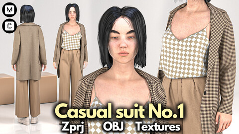 Casual suit No.1: Marvelous Designer + Clo3d + OBJ + FBX + Texture