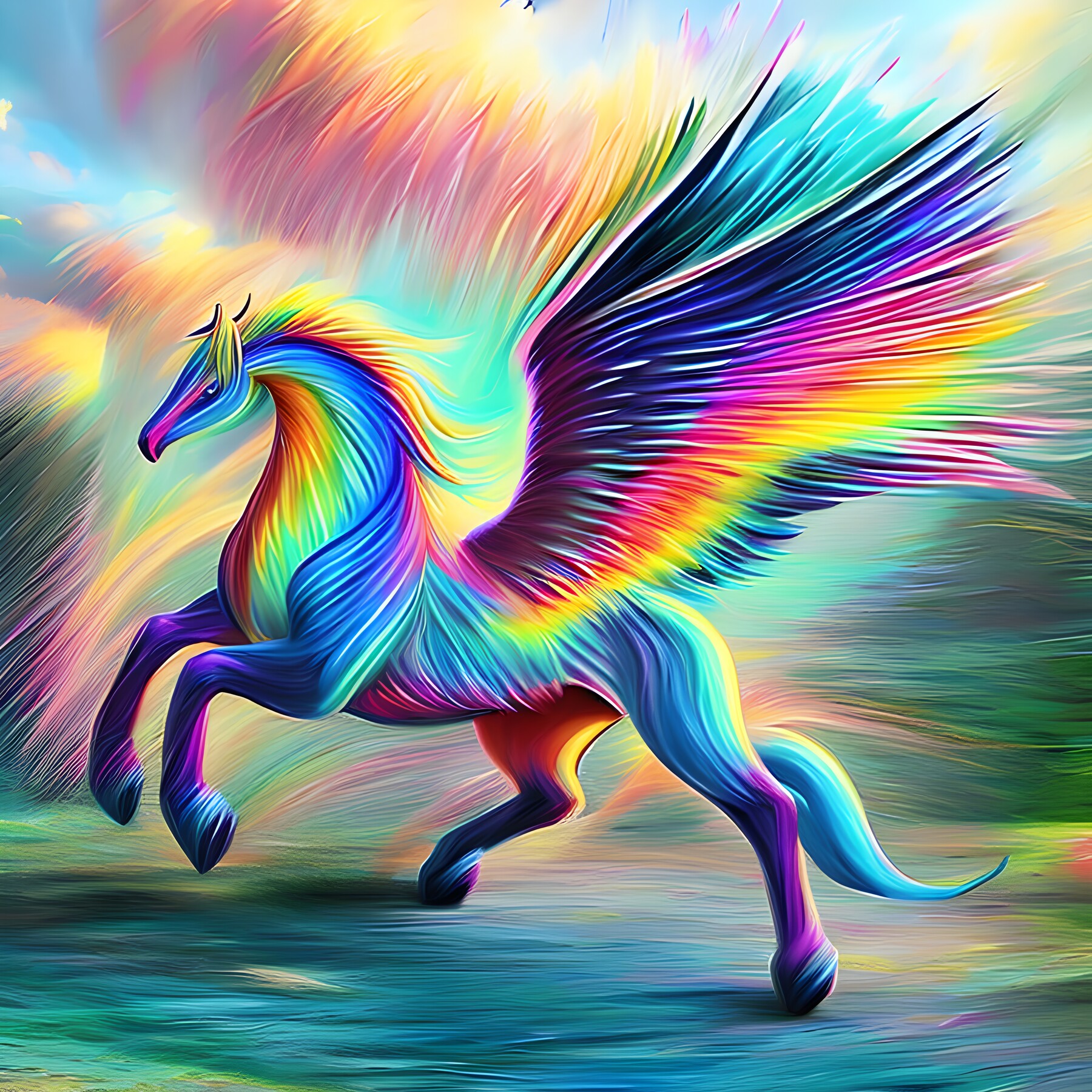 ArtStation - Pegasus Rainbow Splash | Artworks