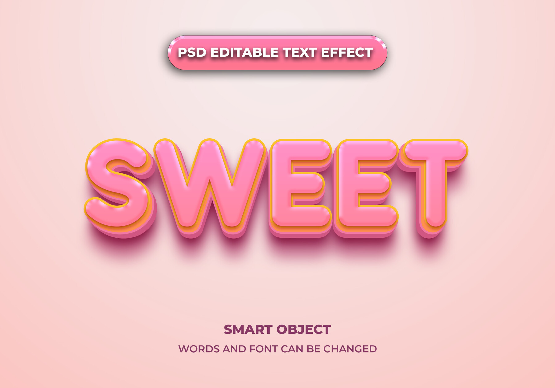 ArtStation - 3D Sweet. PSD fully editable text effect. Layer style PSD ...
