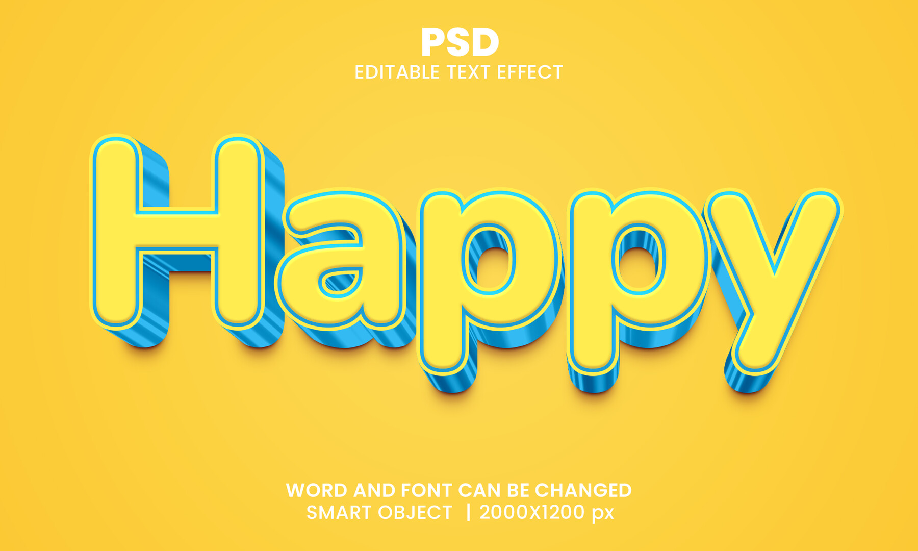 ArtStation - 3D Happy. PSD fully editable text effect. Layer style PSD ...