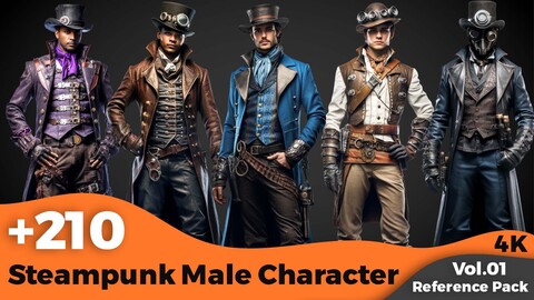 +210 Steampunk Male Character Concept (4k)