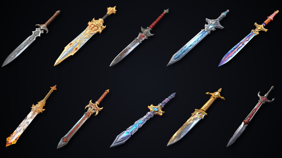 ArtStation - 2D Swords Collection Pack (50 items), RPG, magic game ...