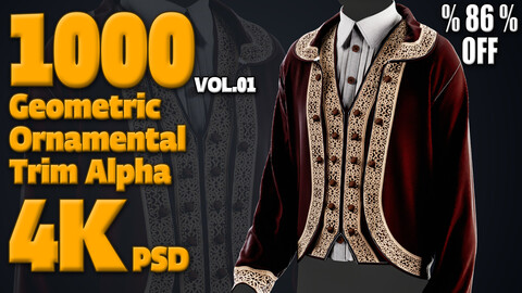 1000 Geometric Ornamental Trim Alpha + 4K + PSD + High Quality Vol.01