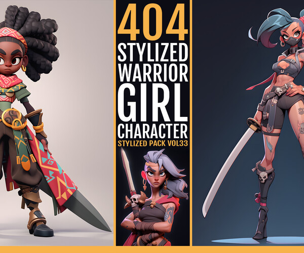 ArtStation - 404 Stylized Warrior Girl Character VOL33 | Artworks