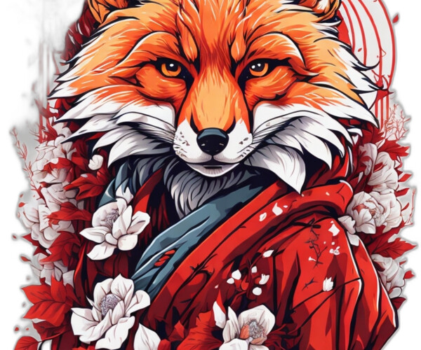 ArtStation - Default illustration of japanese fox RED fox detailed ...