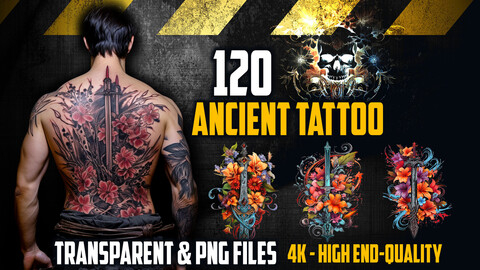 120 Ancient Tattoo (PNG & TRANSPARENT Files)-4K - High Quality