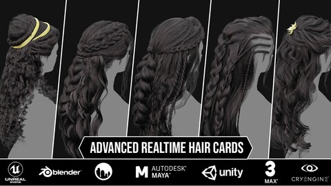 Alma Advanced Hair Cards V2 Low Poly Version ( Male And Female ) 30 Hair Cards