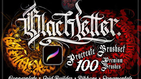 100 Gothic Blackletter Calligraphy Brushes for Procreate, Procreate Lettering Brush, calligraffiti Brush, Procreate Premium Brushset