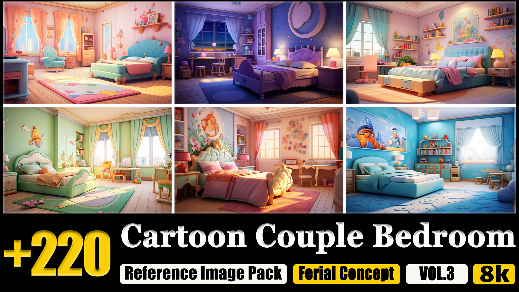 ArtStation - 220 Cartoon Couple Bedroom Reference Image Pack v.3 | Artworks