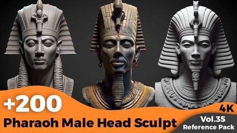 +200 Pharaoh Male Head Sculpt(4k)