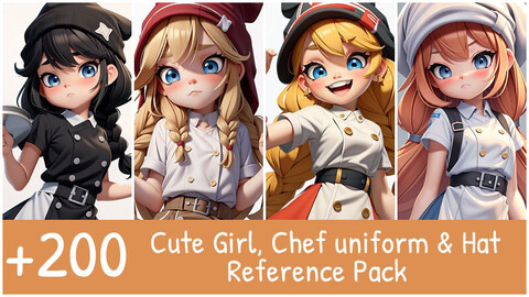 ArtStation - +100 Cute Girl with Cap & Puffy jacket Reference Pack