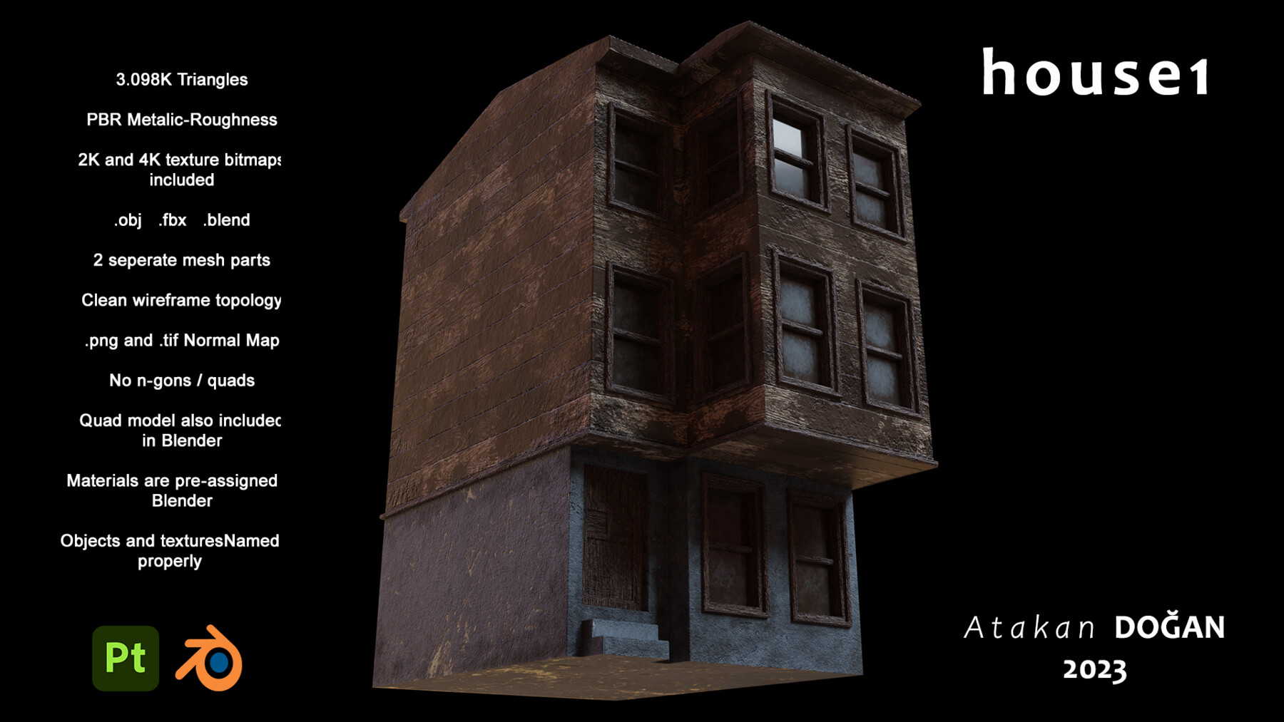 ArtStation - house1 - Old Wooden House | Game Assets