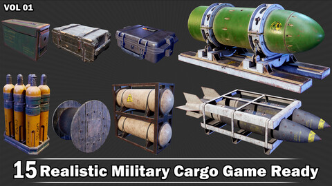 15 Realistic Military Cargo Game Ready VOL01 + Video How To Use