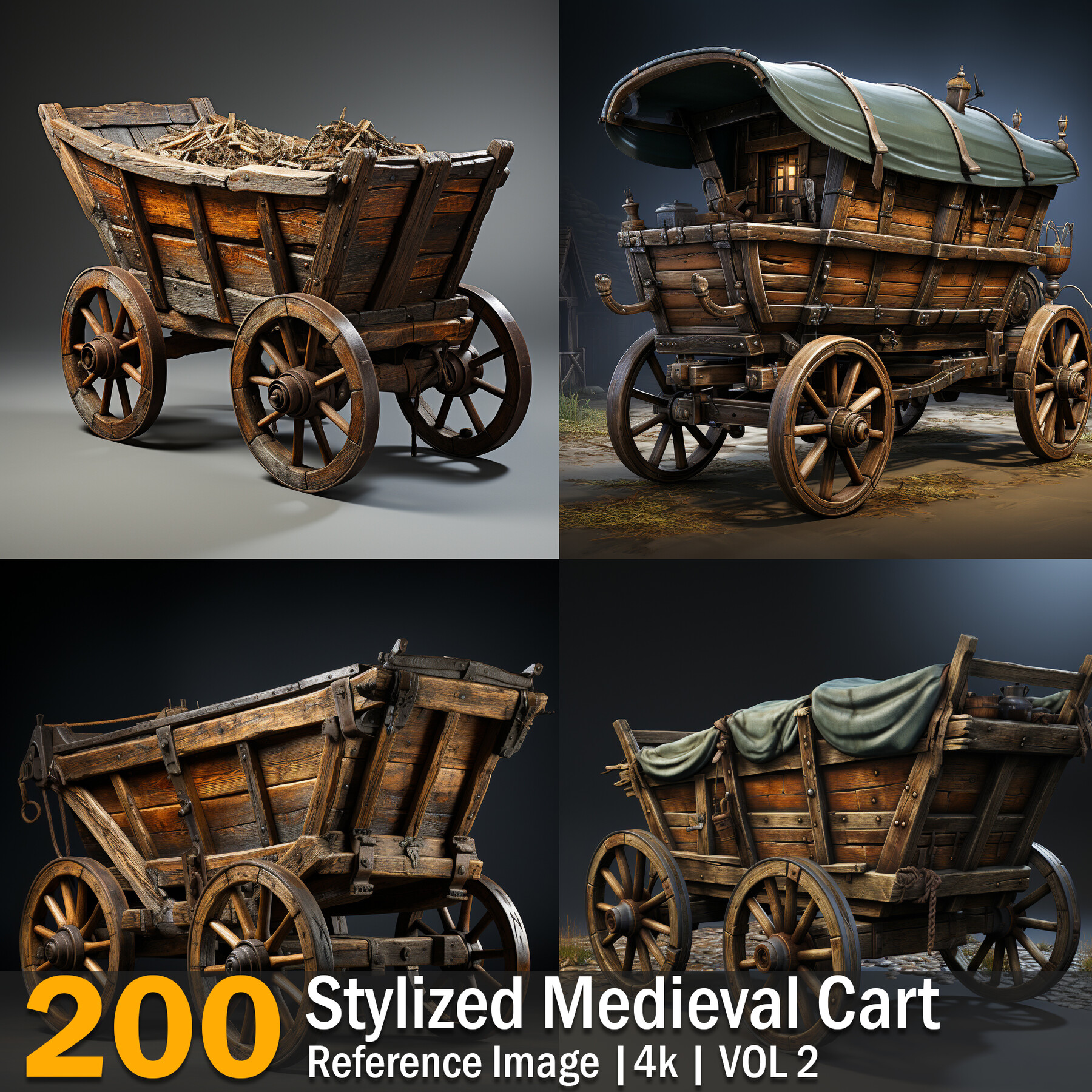 ArtStation - Stylized Medieval Cart | Reference Images | 4K | VOL 2 ...