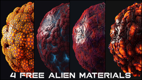 FREE - 4 Alien Materials Seamless Texture PBR 4K