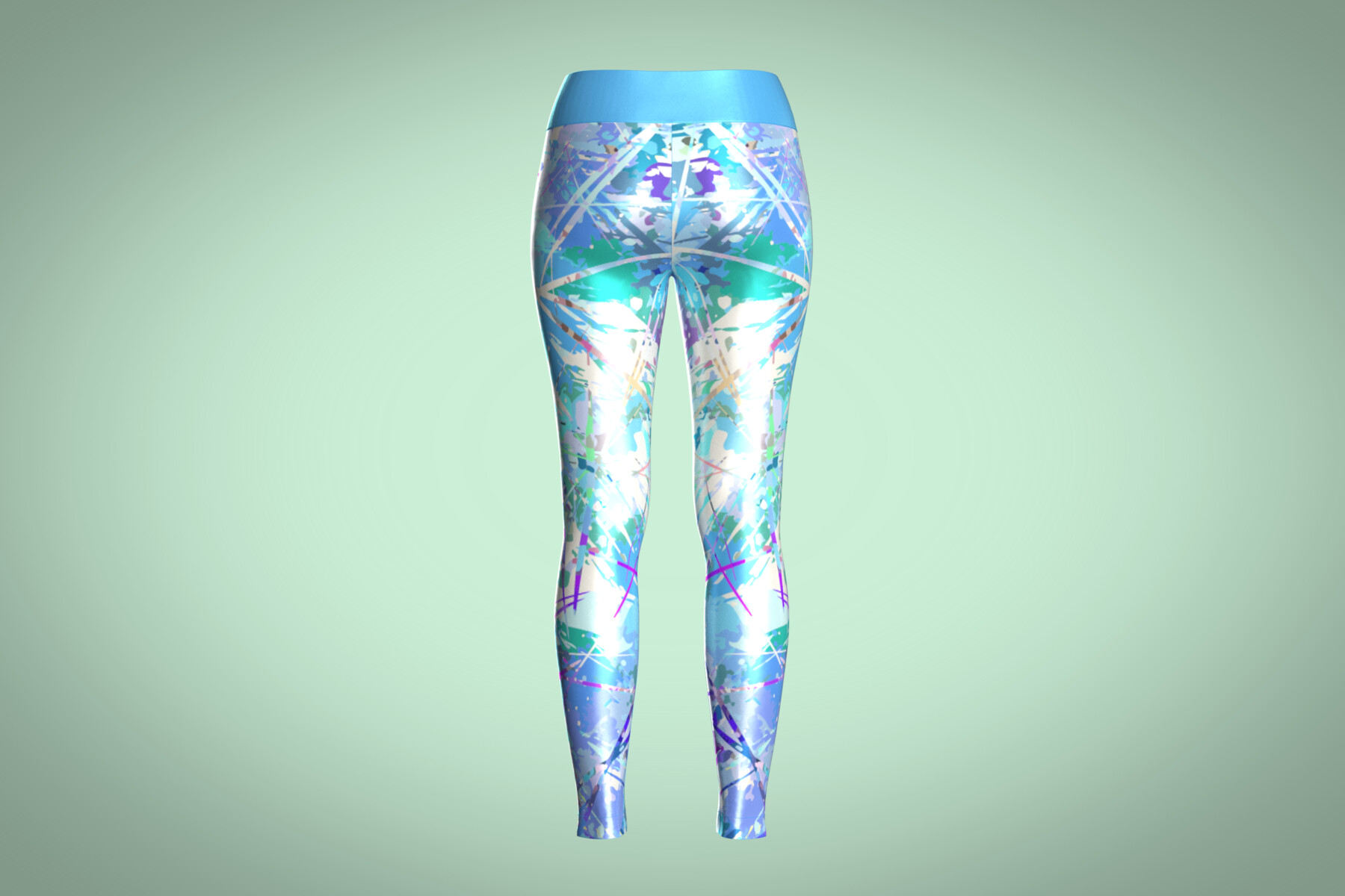 Girls Sports Leggings-Blue Print 3D model