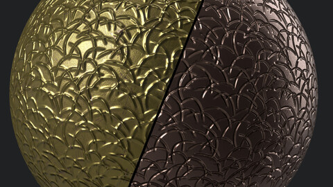 Metal Materials 51- Ornament Metal panels By Painting | Sbsar Pbr 4k Seamless