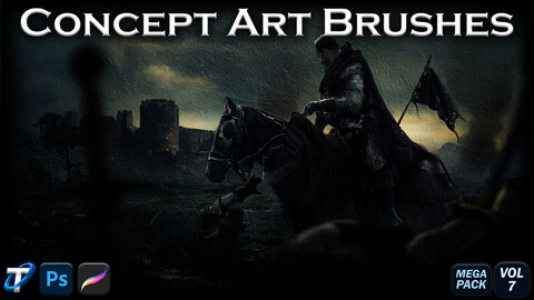 40 Concept Brushes (Medieval Style) for Photoshop and Procreate (Hand-Painted) - Vol 7
