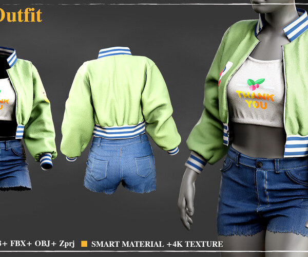 ArtStation - Girl's Outfit 003 / /Marvelous Designer / 4k Textures ...