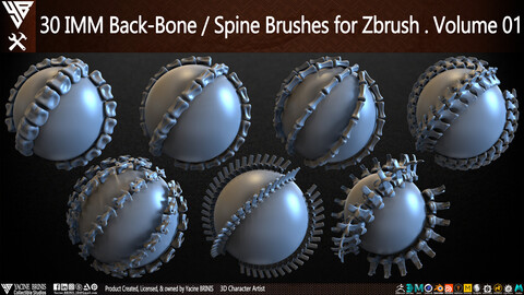 30 IMM Back-Bone / Spine ZBrush Brush Volume 01