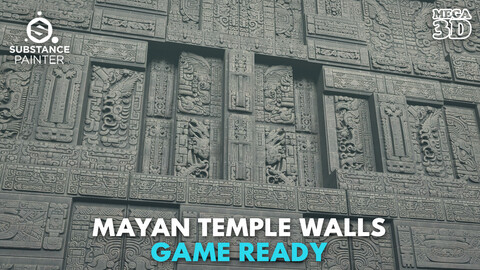 Low Poly Black Mayan Temple Walls 230809