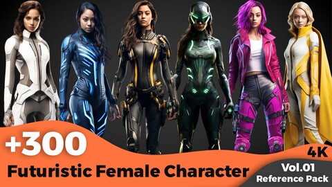 +300 Futuristic Female Character Concept (4k)