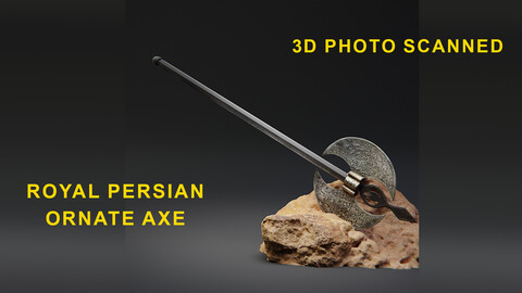 Royal Persian Ornate Axe 3D photo scanned, realistic Game object