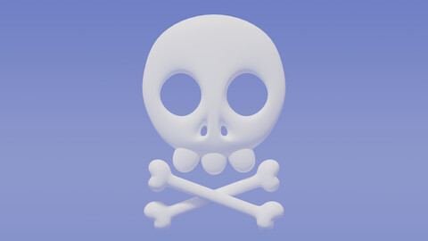 Cartoon Skull and Crossbones 3D model