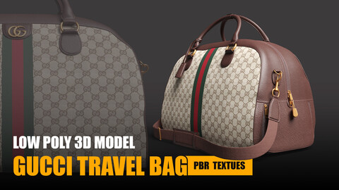 LEATHER GUCCI TRAVEL BAG Low poly 3D model PBR Textures